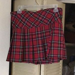 Plaid Red Pleated Skirt